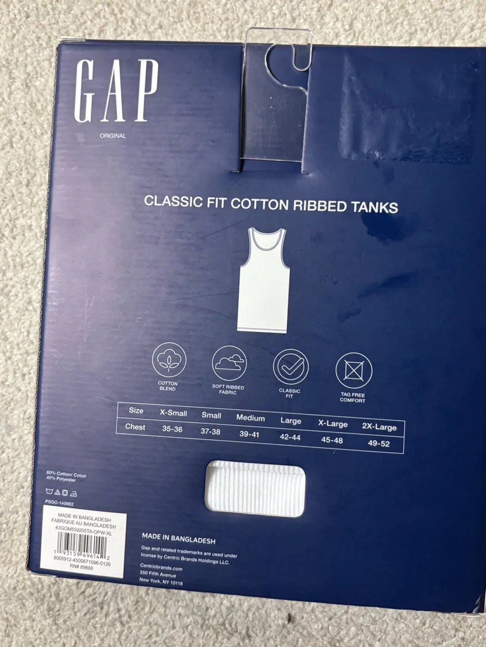 GAP Men's Cotton Ribbed Tank Tops Size L- White (4-Pack)